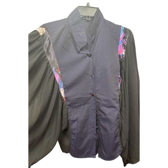 Rachel Comey Button Front Shirt in Blue & Black NWT Size Small - Picture 5 of 5